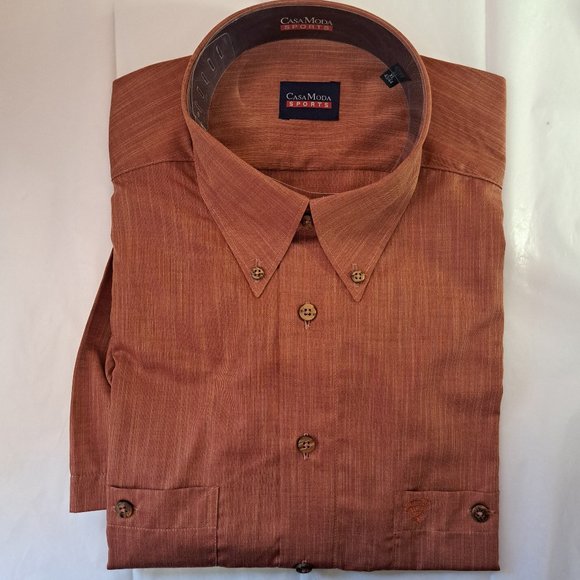 CASAMODA Sport mens SHIRT size XL 43/44 short sleeves BUTTON COLLAR NWT $105.00 - Picture 1 of 9